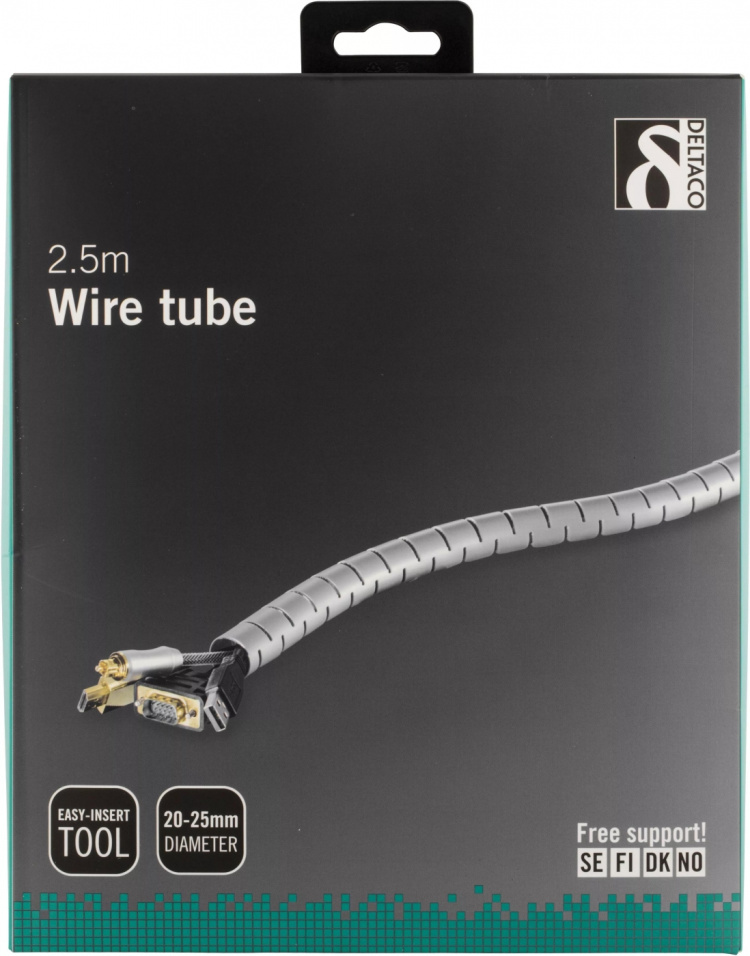 DELTACO kabelslukare i nylon, 2,5m, grå DELTACO kabelslukare i nylon, 2,5m, grå