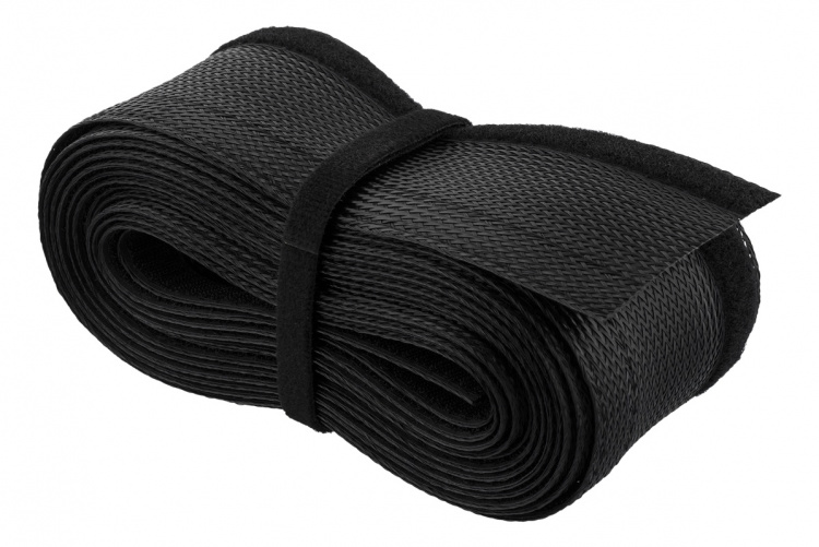 DELTACO Kabelsorteringsstrumpa i nylon, kardborrband, 1,8m, svart