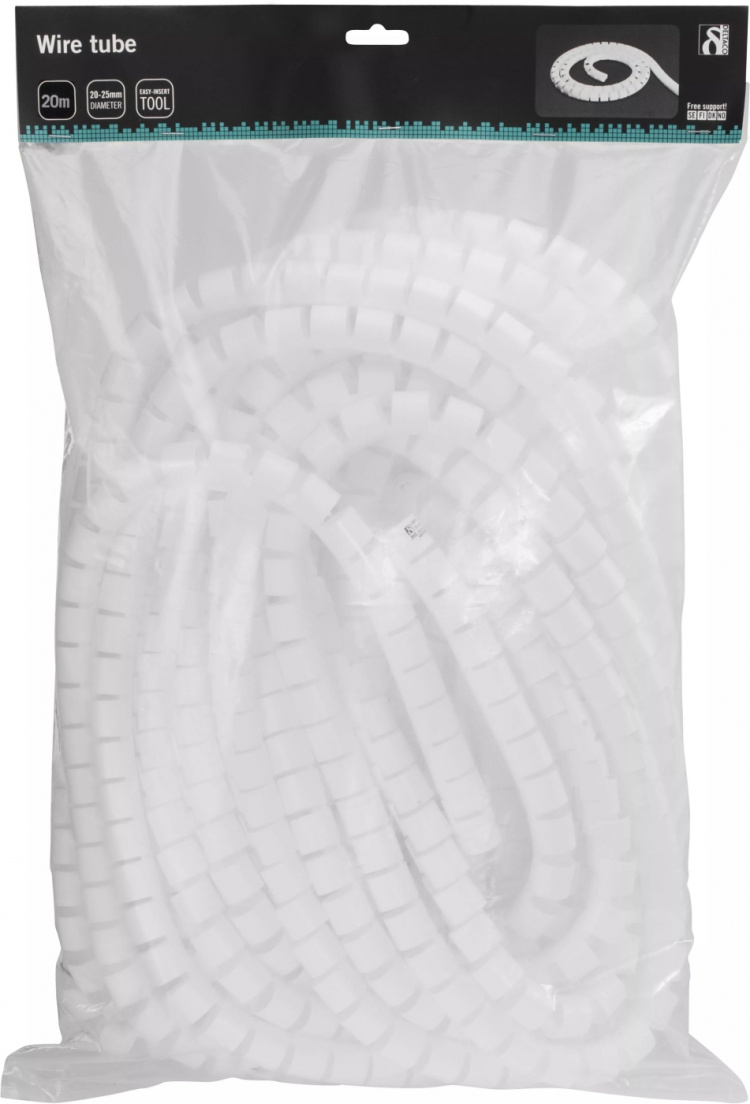 DELTACO Kabelslukare i nylon, 25mm diameter, verktyg ingår, 20m, vit DELTACO Kabelslukare i nylon, 25mm diameter, verktyg ingår, 20m, vit