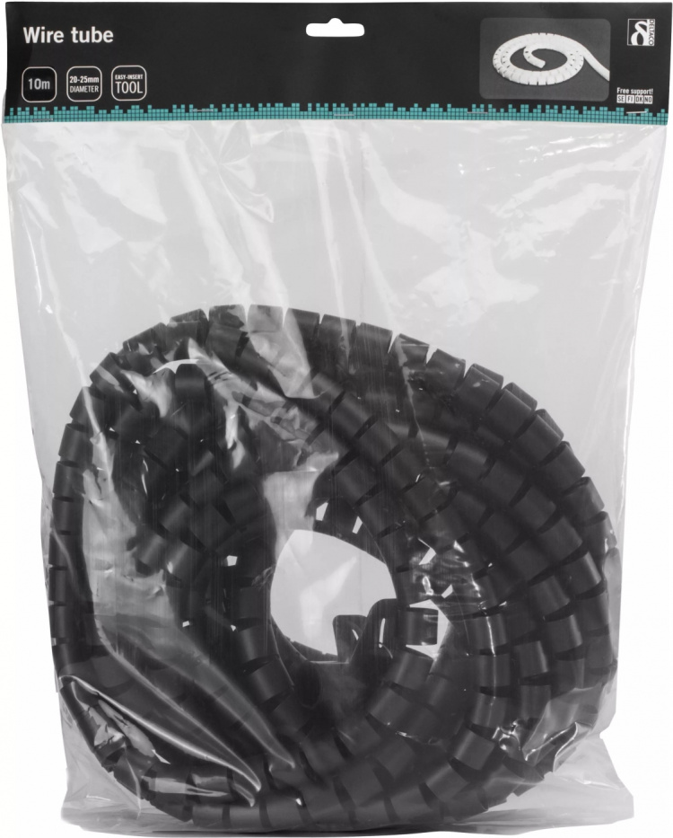 DELTACO Kabelslukare i nylon, 25mm diameter, verktyg ingår, 10m, svar DELTACO Kabelslukare i nylon, 25mm diameter, verktyg ingår, 10m, svar