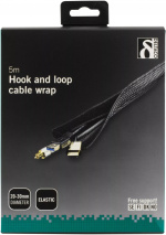 DELTACO kabelsorteringsstrumpa i nylon, kardborrband, 5m, svart