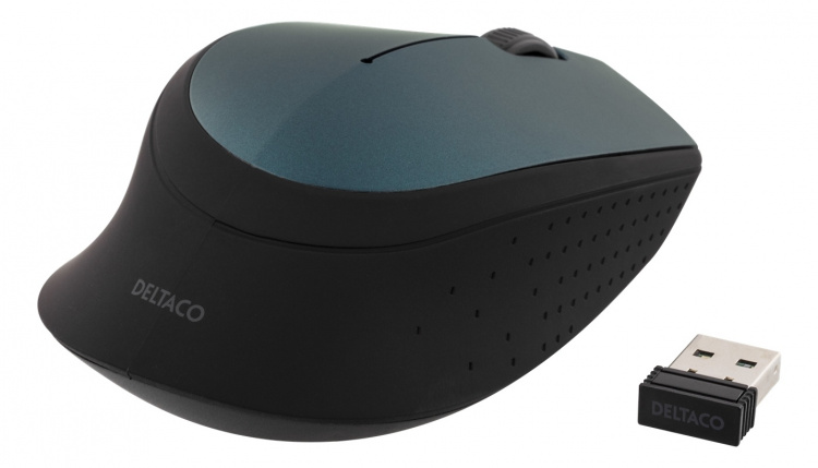 DELTACO trådlös optisk mus 2,4GHz, 3 knappar med scroll, 1200 DPI,grön