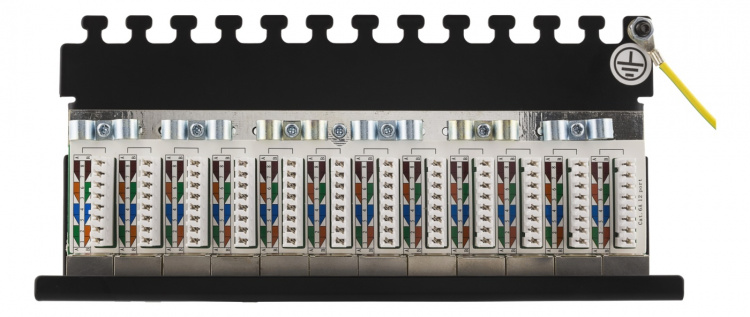 DELTACO Patchpanel, 12xRJ45, Cat6a, väggmonterbar, 10Gbps, svart DELTACO Patchpanel, 12xRJ45, Cat6a, väggmonterbar, 10Gbps, svart