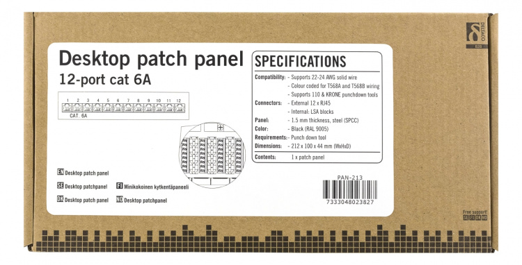 DELTACO Patchpanel, 12xRJ45, Cat6a, väggmonterbar, 10Gbps, svart DELTACO Patchpanel, 12xRJ45, Cat6a, väggmonterbar, 10Gbps, svart
