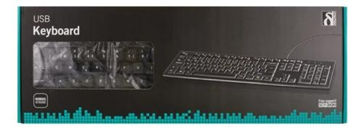 DELTACO Tangentbord, nordisk layout, USB, 1,1m kabel, svart