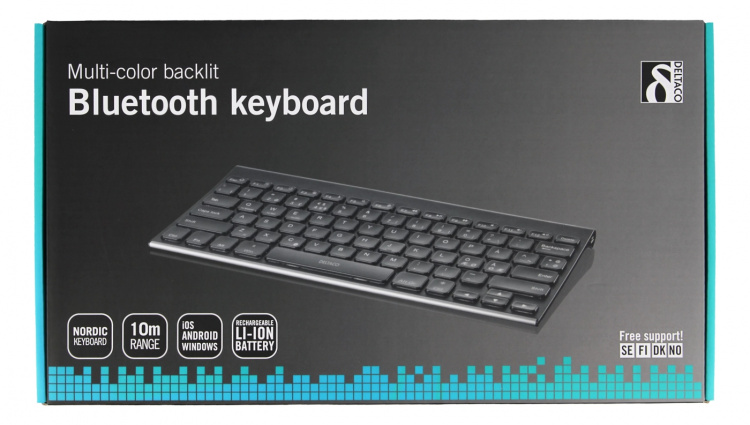 DELTACO trådlöst minitangentbord, bakrundsbelyst, bluetooth, svart - Fyndvara 