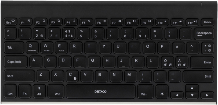 DELTACO trådlöst minitangentbord, bakrundsbelyst, bluetooth, svart - Fyndvara 
