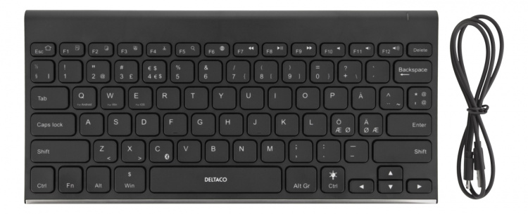 DELTACO trådlöst minitangentbord, bakrundsbelyst, bluetooth, svart - Fyndvara 