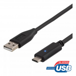 DELTACO USB 2.0 kabel, Typ C - Typ A hane, 2m, svart