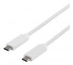 DELTACO USB 3.1 kabel, Gen 1, Typ C - Typ C, 1m, vit