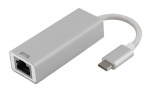 DELTACO PRIME USB-C nätverksadapter, Gigabit, RJ45, aluminium, silver DELTACO PRIME USB-C nätverksadapter, Gigabit, RJ45, aluminium, silver