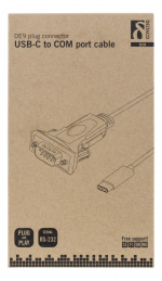 DELTACO USB-C till seriell kabel, RS-232, 1xDE9 ha, 1,5m, svart