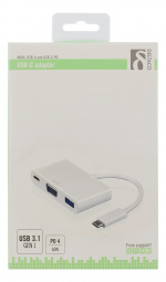 DELTACO USB-C till VGA och USB Typ A adapter, USB-C ho, 60W, vit DELTACO USB-C till VGA och USB Typ A adapter, USB-C ho, 60W, vit
