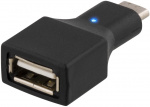 DELTACO USB 2.0 adapter, Typ C - Typ A hona, svart