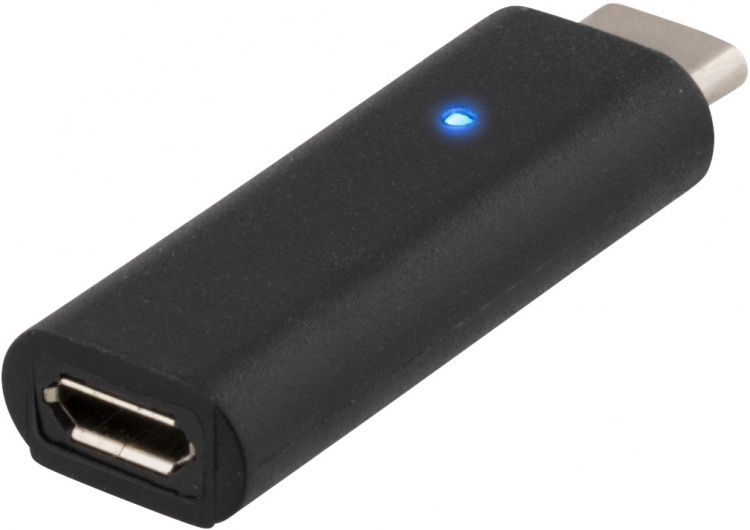 DELTACO USB 2.0 adapter, Typ C - Typ Micro B hona, svart