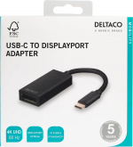 DELTACO USB 3.1 till DisplayPort adapter, USB typ C - DP hona, svart