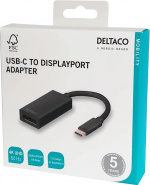 DELTACO USB 3.1 till DisplayPort adapter, USB typ C - DP hona, svart