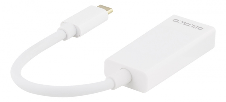 DELTACO USB 3.1 till DP adapter, Typ C - DP, 4K, UHD, vit