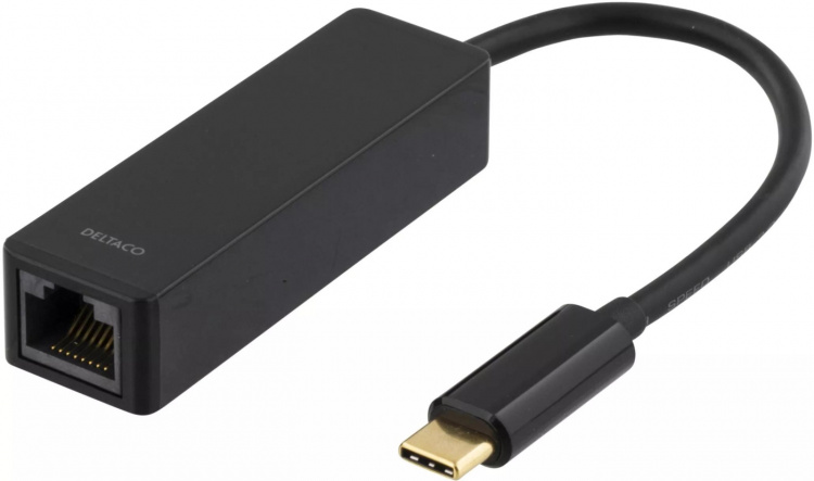 DELTACO USB 3.1 nätverksadapter, Gigabit, 1xRJ45, USB Typ C, svart DELTACO USB 3.1 nätverksadapter, Gigabit, 1xRJ45, USB Typ C, svart