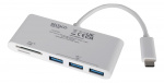 DELTACO USB 3.1 Gen 1 hubb, USB-C, 3USB A, SD/microSD-läsare, vit DELTACO USB 3.1 Gen 1 hubb, USB-C, 3USB A, SD/microSD-läsare, vit