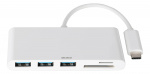 DELTACO USB 3.1 Gen 1 hubb, USB-C, 3USB A, SD/microSD-läsare, vit DELTACO USB 3.1 Gen 1 hubb, USB-C, 3USB A, SD/microSD-läsare, vit