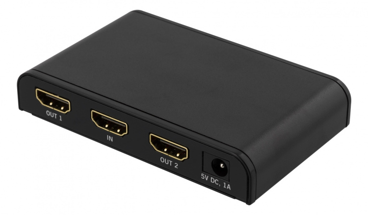 HDMI-splitter, 1 enhet till 2 skärmar, HDMI 2.0, 4K, UHD, svart
