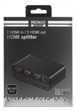 HDMI-splitter, 1 enhet till 2 skärmar, HDMI 2.0, 4K, UHD, svart
