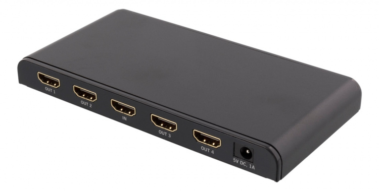 HDMI-splitter, 1 enhet till 4 skärmar, HDMI 2.0, 4K, UHD, 3D, svart HDMI-splitter, 1 enhet till 4 skärmar, HDMI 2.0, 4K, UHD, 3D, svart