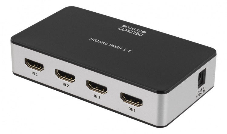 Premium 3-ports HDMI-switch, IR-fjärrkontroll, Ultra HD i 60Hz, svart