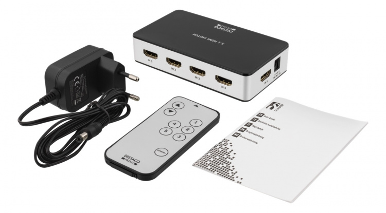 Premium 5-ports HDMI-switch, IR-fjärrkontroll, Ultra HD i 60Hz, svart