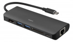 USB-C dockningsstation med HDMI, RJ45, 2xUSB A, USB-C PD, svart