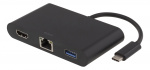 USB-C dockningsstation med HDMI, RJ45, 1xUSB A, USB-C PD, 3,5mm, svart