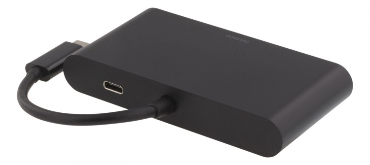 USB-C dockningsstation med HDMI, RJ45, 1xUSB A, USB-C PD, 3,5mm, svart