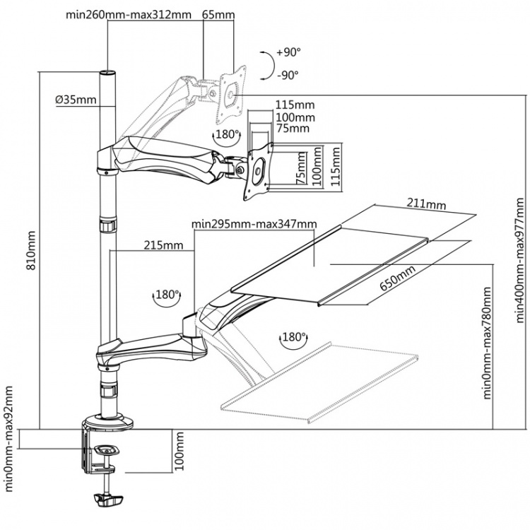 LogiLink Arbetsstation Sit-Stand 13-27