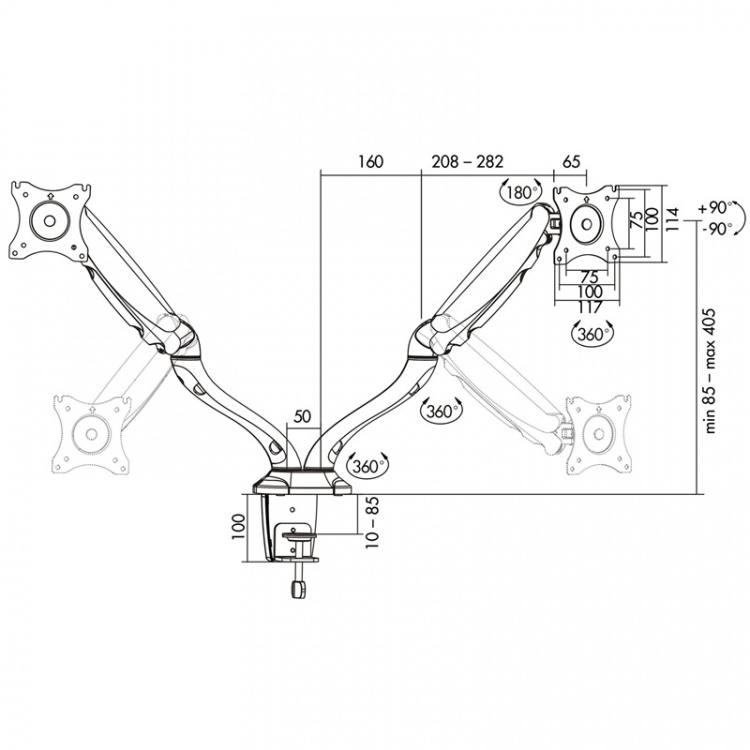 LogiLink Monitorarm dubbel 13-27