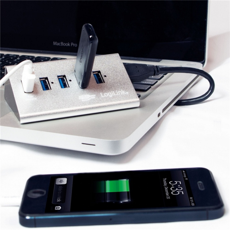 LogiLink USB 3.0-hub 4+1 fast charge