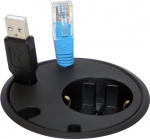 Powerdot Satellit PD10 - satellit, 1x CEE 7/4, fyra kabelhål, svart