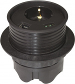 Powerdot Satellit PD12 - satellit, 1x CEE 7/4, RJ45, USB, svart