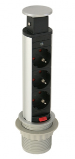 SmartLine PopUp grenuttag, 3xCEE 7/4, 1,5m kabel, svart/silver SmartLine PopUp grenuttag, 3xCEE 7/4, 1,5m kabel, svart/silver