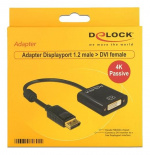 Delock Adapter Displayport 1.2 hane till DVI hona, 4K, passiv, svart Delock Adapter Displayport 1.2 hane till DVI hona, 4K, passiv, svart