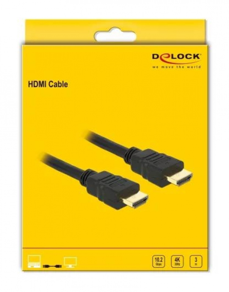 DeLOCK Cable High Speed HDMI Ethernet–HDMI A male>HDMI A male, 3m