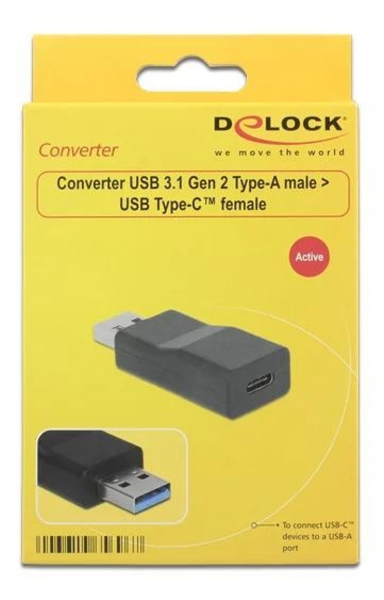 DeLOCK USB omvandlare, USB-C - USB-A, 3.1 Gen 2, svart DeLOCK USB omvandlare, USB-C - USB-A, 3.1 Gen 2, svart