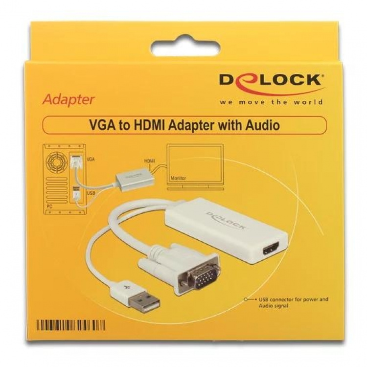 Delock VGA to HDMI Adapter with Audio white Delock VGA to HDMI Adapter with Audio white