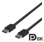 DELTACO DisplayPort kabel, DP 1.4, 7680x4320 i 60Hz, 2m, svart