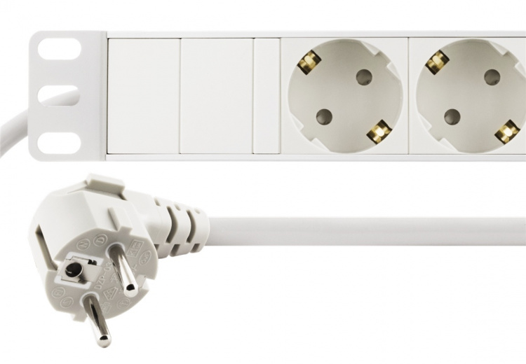 DELTACO Grenuttag med 8xCEE 7/4 uttag, 1xCEE 7/7, petskydd, vit