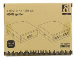 DELTACO HDMI splitter, 1x HDMI in, 2x HDMI ut, 6,75 Gbit/s, svart