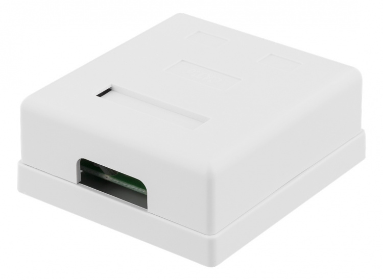 DELTACO oskärmat vägguttag, utanpåliggande UTP 2xRJ45, Cat6, vit