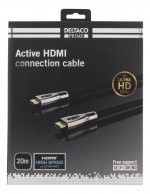 DELTACO PRIME aktiv HDMI kabel, 20m, Broderad, HDMI High Speed with Et