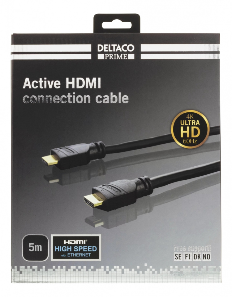 DELTACO PRIME aktiv HDMI-kabel, 5m, 4K 60Hz, Spectra, svart DELTACO PRIME aktiv HDMI-kabel, 5m, 4K 60Hz, Spectra, svart