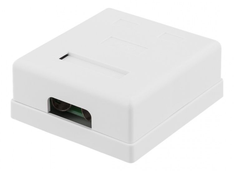 DELTACO skärmat vägguttag, utanpåliggande FTP 2xRJ45, Cat6, vit